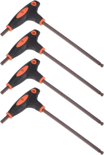 uxcell Llave hexagonal de extremo de bola de 0.197 in, llave inglesa con mango en T, acero métrico S2 4 piezas
