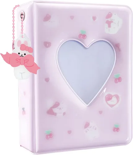 Miniatura 10 de Carpeta para tarjetas fotográficas Kpop de 3 pulgadas, bonito álbum de fotos, portátil, álbum de tarjetas de fotos Kpop con bonito colgante