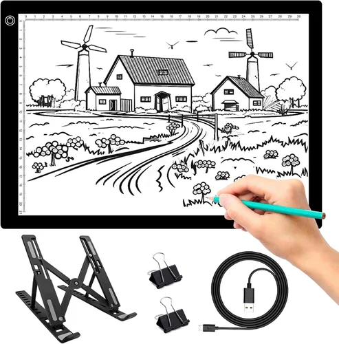 Almohadilla de luz LED A4 para trazar, tablero de luz de dibujo de brillo ajustable para pintura de diamante, desmalezado de vinilo, bocetos y