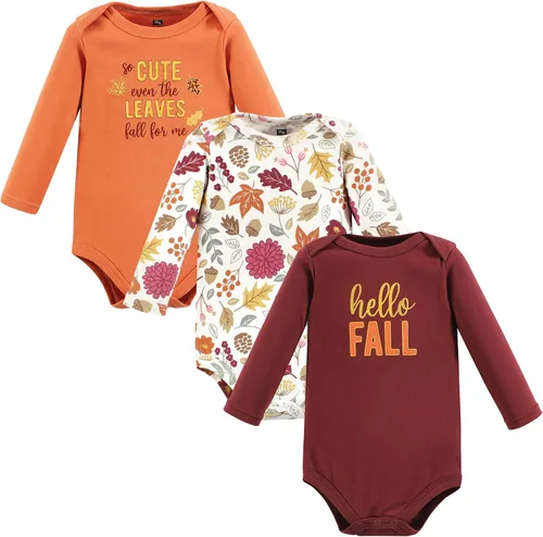 Hudson Baby Baby-Boy y baby-girl día festivo de manga larga crecer con Me Bodysuits, 4unidades)
