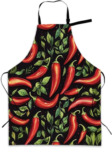 Miniatura 20 de Delantal de cocina con bolsillo, cuello ajustable impermeable y lazos largos, delantal de cocina para hornear, jardinería, pintura para mujer Retro