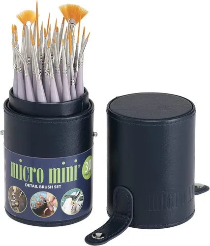 Creative Mark Juego de 30 pinceles de pintura con microdetalles, mini pinceles para acrílico, acuarela, óleo, cara, uñas, pintura a escala y dibujo