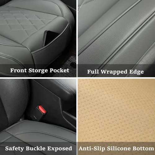 Miniatura 3 de JOJOBAY Funda de Cuero para Asiento de Automóvil, Fundas de Asiento Inferior para Automóviles, Protector de Asiento Delantero (Inferior), Apto