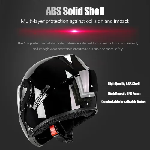 Miniatura 2 de Casco de motocicleta Bluetooth aprobado por DOT - Casco modular de cara completa con visera doble abatible, carcasa de ABS, sistema de ventilación