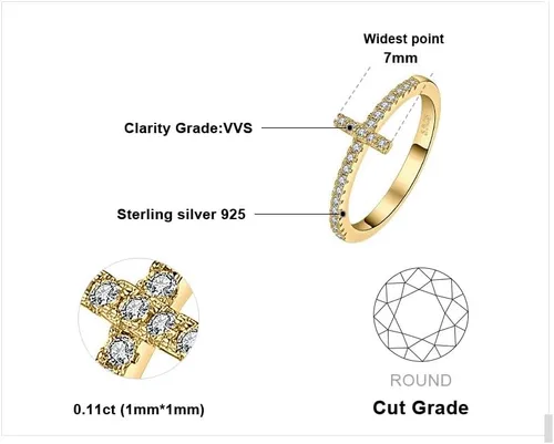 Miniatura 9 de JewelryPalace - Anillos de plata de ley 925 chapados en oro rosa, amarillo o blanco de 14 K para mujer, de compromiso, con circonia cúbica, de boda