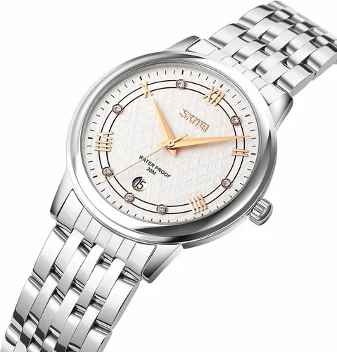 Miniatura 3 de SKMEI Watches for Women Fashion Dress Diamond Ladies Small Wrist Watch Two Tone Stainless Steel Waterproof Day Date Analog Quartz Female Watches
