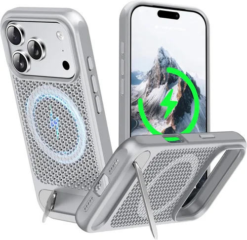 Miniatura 31 de Funda magnética de disipación de calor para iPhone 13 Pro Max, para MagSafe, protección contra caídas Coolingf, funda con función atril ajustable