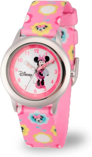 Disney Minnie Mouse Watch for Girls – Cute Minnie Watch for Kids 3-5 with Stainless Steel Bezel & Pink Leather Strap – Adorable Mouse Watches