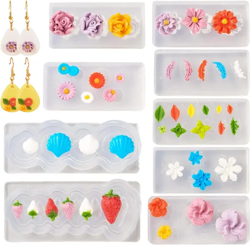 Miniatura 17 de Craftdady Molde de silicona con gemas de cabujón de 10 cavidades, molde de fundición de resina ovalada para resina epoxi UV, bricolaje