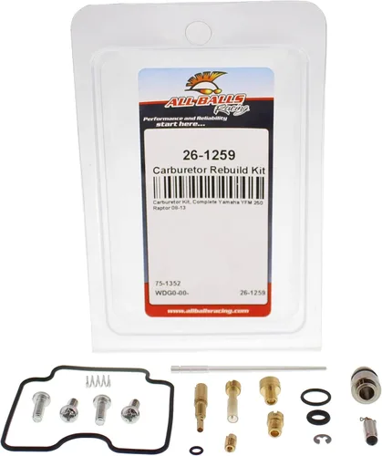 Miniatura 3 de All Balls Kit de reconstrucción de carburador de carreras 26-1259 compatible con/reemplazo para Yamaha YFM 250 Raptor 2008-2013
