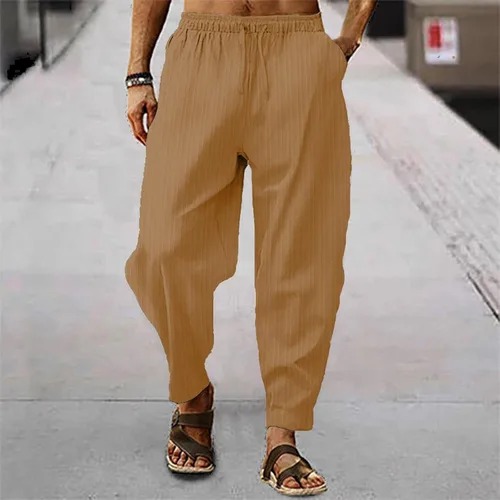 Miniatura 3 de Pantalones de pierna acampanada con cremallera para hombre, pantalones deportivos grandes y altos para hombre, pantalones de vestir a rayas