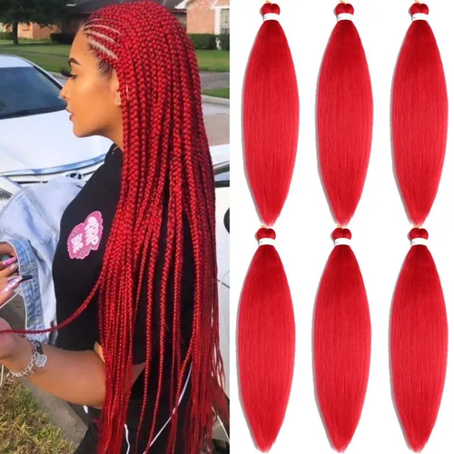 Miniatura 16 de Extensiones de cabello trenzado morado preestiradas, 20 pulgadas, 2 piezas de cabello sintético trenzado para niñas y mujeres, fiesta, disfraz