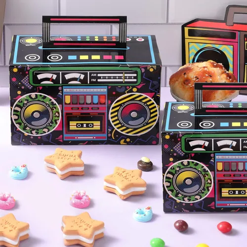 Miniatura 3 de Cajas de recuerdo de fiesta de los años 80, caja de regalo novedosa, cajas de papel de dulces de los años 80, decoraciones de radio retro de los 80