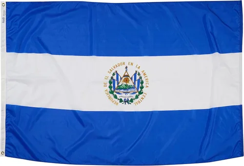 Miniatura 7 de Annin Flagmakers Bandera de El Salvador fabricada en Estados Unidos según las especificaciones oficiales de diseño de las Naciones Unidas, 2 x 3