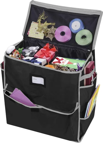 ProPik Organizador Único de Almacenamiento Navideño para Bolsas de Regalo y Accesorios de Envoltura (Negro)