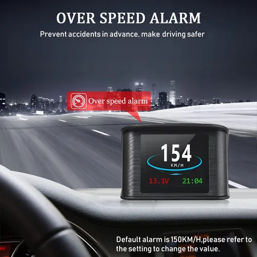 Miniatura 6 de Pantalla frontal inteligente, pantalla universal GPS de 2.2 pulgadas con pantalla de velocidad, altitud, voltaje, reloj y más alarma