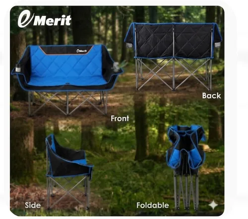 Miniatura 7 de EMERIT Silla de Camping Doble Extra Grande Acolchada para Adultos, Sillón Plegable Resistente para Exterior, Camping, Playa, Césped, Concierto 650LB