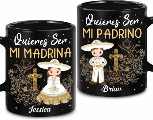 Miniatura 8 de WHIDOBE Juego de tazas de propuesta de padrinos personalizados, juego de tazas de padrino de bautizo personalizado, Bautizo Recuerdos Juego De 2