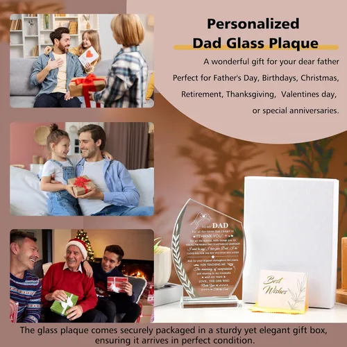 Miniatura 6 de Placa de Vidrio Movdyka Regalos de Cumpleaños para Papá de Hija e Hijo Único, Mejor Papá de Todos Para Mi Papá Regalos para Padre en Navidad Acción