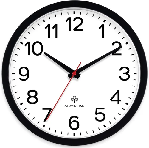 Miniatura 23 de AKCISOT Reloj de Pared Atómico de 10 Pulgadas Relojes Analógicos para Cocina Interior - Reloj Silencioso Operado con Batería para Dormitorio Oficina