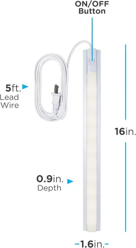 Miniatura 3 de Enbrighten 16 Pulgadas de Luz LED Premium para Debajo del Gabinete, Enchufable, Blanco Brillante 3000K, 384 Lúmenes, Carcasa de Plástico
