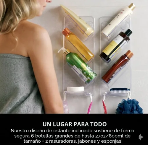 Miniatura 7 de ShowerGem Organizador de ducha fácil de limpiar, paquete de 2 organizadores de baño duraderos a prueba de óxido, sin ventosas, sin tornillos