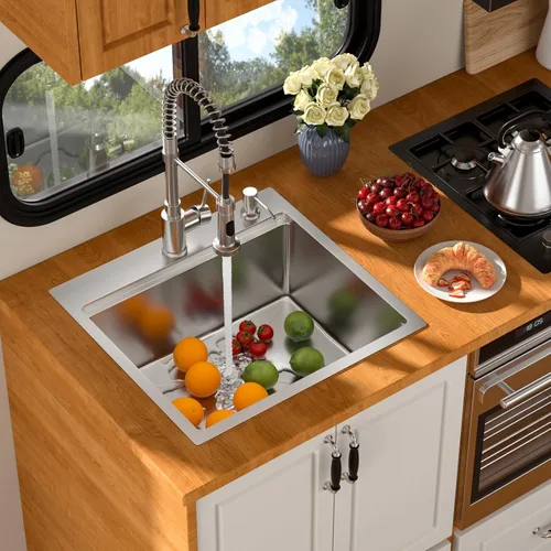 Miniatura 2 de Fregadero de cocina para exteriores, 21 x 20 pulgadas, fregadero de barra para exteriores, fregaderos de cocina de acero inoxidable de montaje