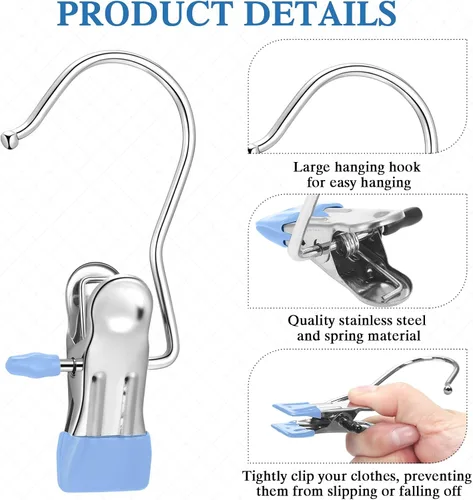 Miniatura 3 de Yinder Ganchos para botas, ganchos de acero inoxidable para colgar ropa, ganchos portátiles para armario, calcetines de viaje, pantalones, bolsos