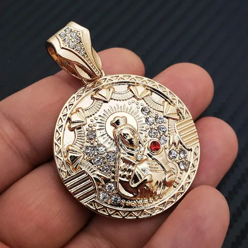 Miniatura 2 de Hip Hop Ice Lab Diamond Chapado en oro Santa Bárbara Medalla Colgante de moda