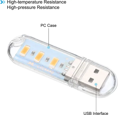 Miniatura 5 de PATIKIL Luces nocturnas USB, 6 piezas de 1 W, 3 cuentas de lámpara LED con 13.8 in macho a hembra, cables flexibles de cuello de cisne