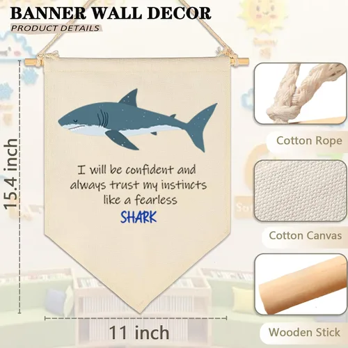 Miniatura 6 de Decoración de animales marinos, letrero de bandera del océano, regalo para bebés, niños y niñas, banderines para decoración de pared, regalo