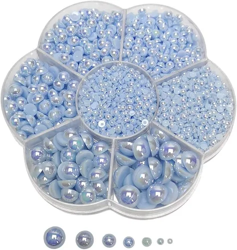 Miniatura 18 de Chenkou Craft - 1 caja con 3000 mitades de perlas, cuentas circulares con inferior plano, gemas sueltas Media bola fucsia oscura