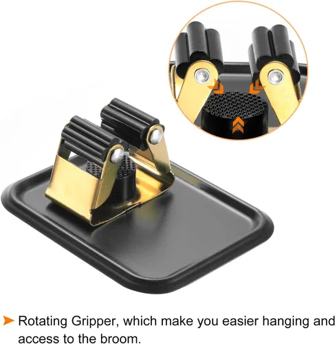 Miniatura 4 de uxcell Soporte de pared para escoba de trapeador, 4 unidades, acero inoxidable 304, organizador de escobas para trapeador, colgador de escoba Negro