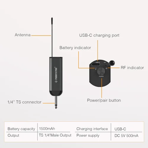 Miniatura 8 de Phenyx Pro Sistema de micrófono inalámbrico digital dual PDP-2-1H1B Bundle con receptor inalámbrico portátil PWR-P-900
