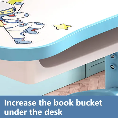 Miniatura 3 de cdar Juego de escritorio para niños, diseño de dibujos animados, altura ajustable, juego de sillas de mesa para niños, ergonómico, separación Azul