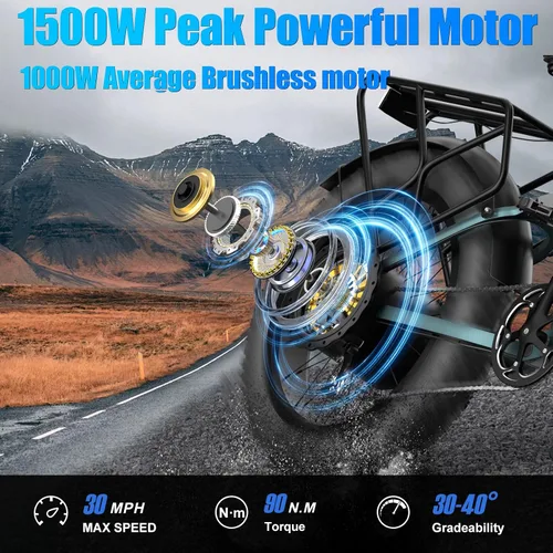 Miniatura 2 de 2026 AWD Electric Bike for Adults Dual Motor 5000W/3000W/1500W Peak 40MPH/30MPH Fast Ebike, Up to 65 /90 /160 Miles Long Range, 26" Full Suspension