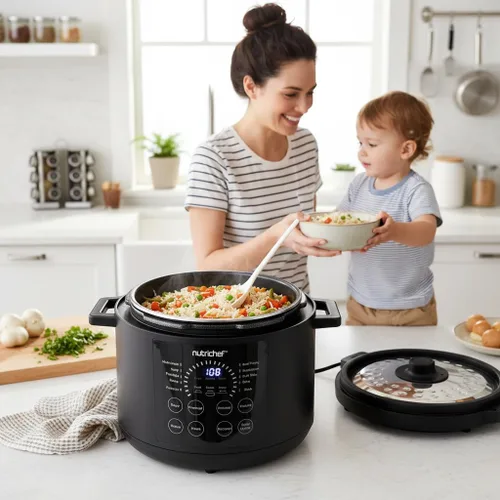 Miniatura 4 de NutriChef Olla a presión eléctrica de 6 cuartos de galón de capacidad Olla a presión digital de encimera de 9 funciones Tiempo y temperatura