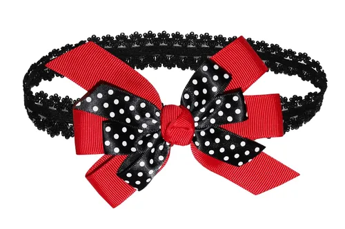 Miniatura 15 de WEBB DIRECT2U WD2U - Diadema elástica con lazo de grogrén de puntos negros para niñas (verde manzana)