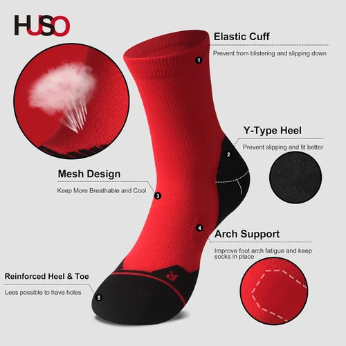Miniatura 4 de HUSO Performance - Calcetines deportivos de compresión para hombre y mujer, 1,2,3,4,6 pares