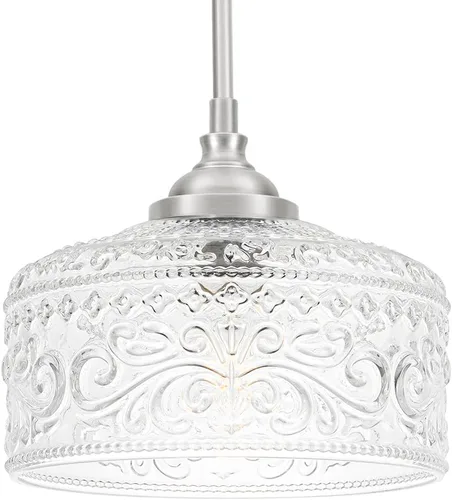 Miniatura 8 de Modernas luces colgantes de níquel cepillado para isla de cocina, lámpara colgante de baño con vidrio transparente, iluminación colgante sobre