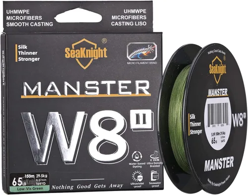 Miniatura 10 de SeaKnight W8 II 8 hebras trenzadas líneas 164 yardas/328 yardas/547 yardas de polietileno liso trenzado multifilamento líneas de pesca de carpas