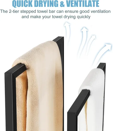 Miniatura 4 de Toallero de pie, toallero de acero inoxidable de 2 niveles para baño, soporte para secado de toallas de mano, soporte para toallero, soporte