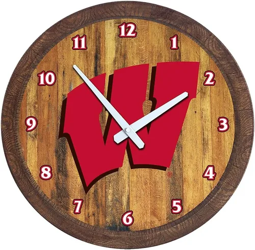 Miniatura 74 de The Fan-Brand NCAA Oklahoma Sooners: Reloj de pared con parte superior de barril de imitación para decoración de bar, decoración de fiesta
