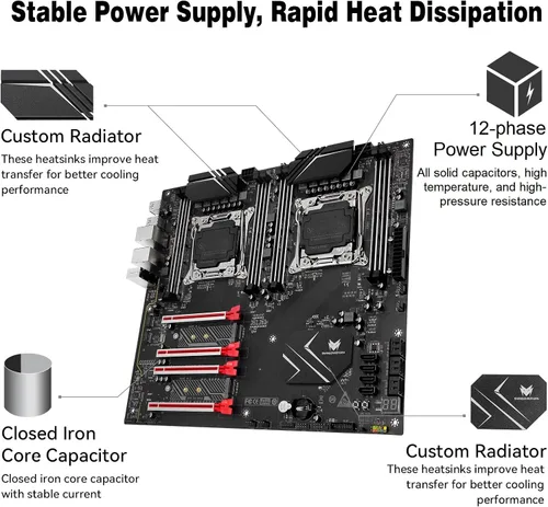 Miniatura 5 de X99 Placa base de doble CPU LGA 2011-3 Placa base de servidor para Intel i7 5ª/6ª generación Xeon E5 V3/V4 Series
