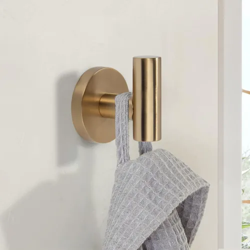 Miniatura 3 de TUNNY Paquete de 3 ganchos redondos para toallas de baño, color dorado champán para batas y abrigos para baño y dormitorio