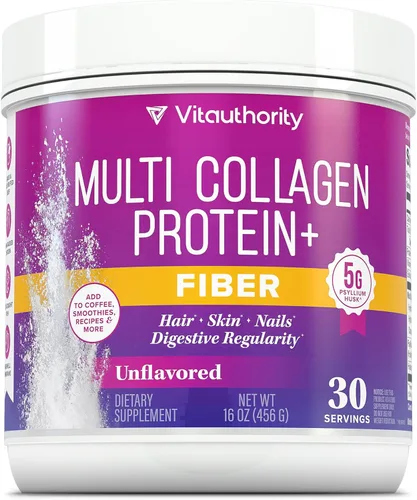 Miniatura 11 de Proteína de colágeno múltiple + creatina 0.18 oz de monohidrato de creatina con colágeno tipos I, II, III, V y X Apoyo para el cabello, la piel
