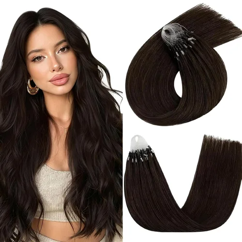 Miniatura 42 de Easyouth Extensiones de cabello humano con alambre, color marrón oscuro, extensiones de cabello humano Remy, extensión de línea de pescado