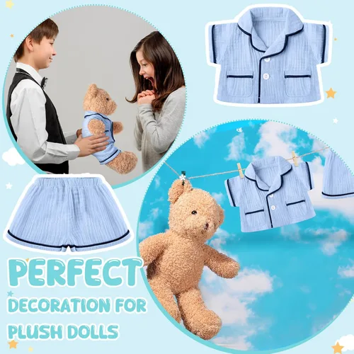 Miniatura 4 de Hungdao Bear Clothes - Pijamas para hacer tus propios trajes de animales, se adapta a la mayoría de accesorios de oso de 14 pulgadas (azul)