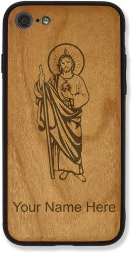 Miniatura 7 de LaserGram Funda compatible con iPhone 7 y iPhone 8, Saint Jude, grabado personalizado incluido (bambú)