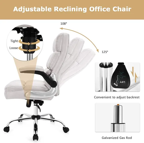 Miniatura 6 de Topment Silla giratoria de oficina en casa, silla de escritorio acolchada ajustable para computadora con respaldo ergonómico, reposabrazos abatible